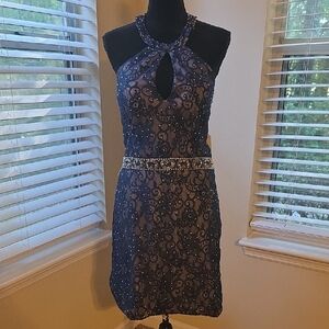 NAVY BLUE LACE  PARTY DRESS/ HOMECOMING DRESS